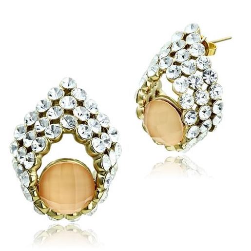 Picture of GL355 - Brass Earrings IP Gold(Ion Plating) Women Synthetic Orange