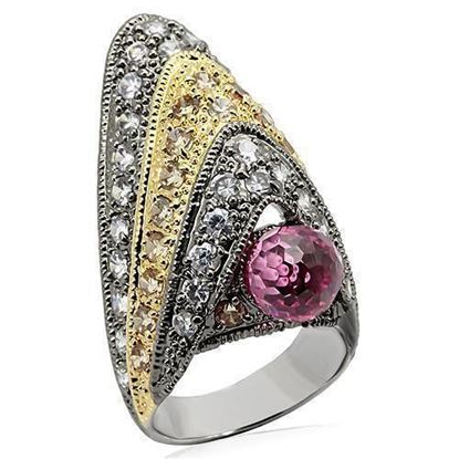 Picture of LO1001 - Brass Ring Rhodium+Gold+ Ruthenium Women AAA Grade CZ Multi Color