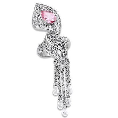 Picture of LO1010 - Brass Ring Rhodium Women AAA Grade CZ Rose