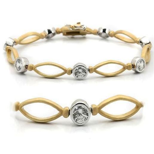 Picture of LO1154 - Brass Bracelet Matte Gold & Rhodium Women AAA Grade CZ Clear