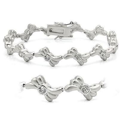 Picture of LO1164 - Brass Bracelet Matte Rhodium & Rhodium Women AAA Grade CZ Clear