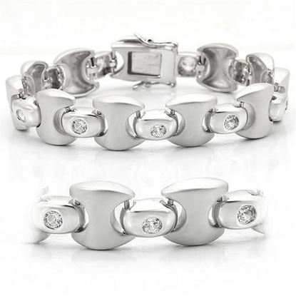 Picture of LO1166 - Brass Bracelet Matte Rhodium & Rhodium Women AAA Grade CZ Clear