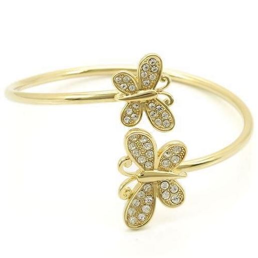 Picture of LO1177 - Brass Bangle Gold Women Top Grade Crystal Clear