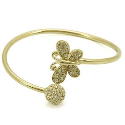 Picture of LO1179 - Brass Bangle Gold Women Top Grade Crystal Clear