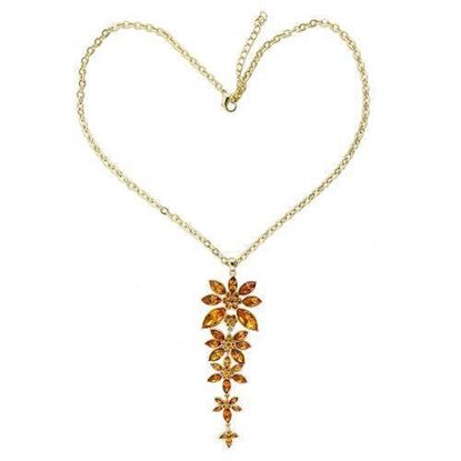 Picture of LO1181 - Brass Chain Pendant Gold Women Top Grade Crystal Topaz