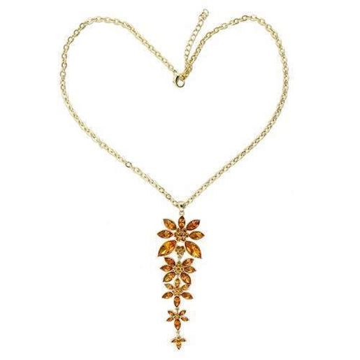 Picture of LO1181 - Brass Chain Pendant Gold Women Top Grade Crystal Topaz