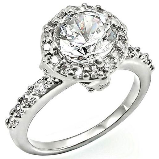 Picture of LO1254 - Brass Ring Rhodium Women AAA Grade CZ Clear