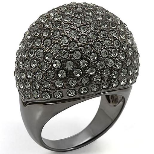 Picture of LO1264 - Brass Ring Ruthenium Women Top Grade Crystal Black Diamond