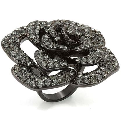 Picture of LO1266 - Brass Ring Ruthenium Women Top Grade Crystal Black Diamond