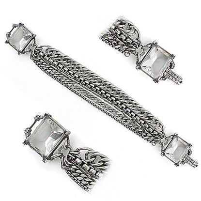 Picture of LO1276 - Brass Bracelet Antique Silver Women Synthetic Clear