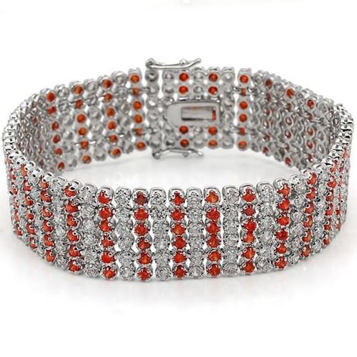 Picture of LO1282 - Brass Bracelet Rhodium Women AAA Grade CZ Orange