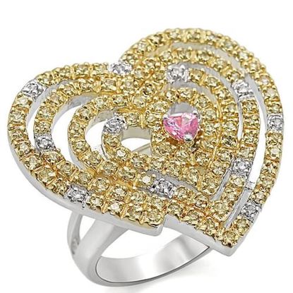 Picture of LO1337 - Brass Ring Reverse Two-Tone Women AAA Grade CZ Rose