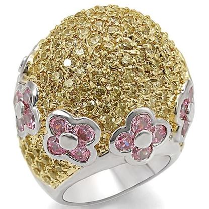 Picture of LO1338 - Brass Ring Reverse Two-Tone Women AAA Grade CZ Rose