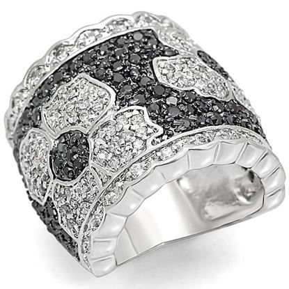 Picture of LO1346 - Brass Ring Rhodium + Ruthenium Women AAA Grade CZ Clear