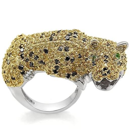 Picture of LO1347 - Brass Ring Reverse Two-Tone Women AAA Grade CZ Topaz