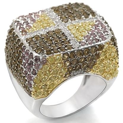 Picture of LO1350 - Brass Ring Rhodium+Gold+ Ruthenium Women AAA Grade CZ Multi Color