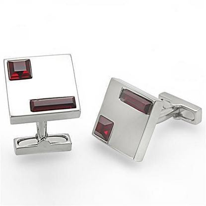 Picture of LO1385 - Brass Cufflink Rhodium Men Top Grade Crystal Siam