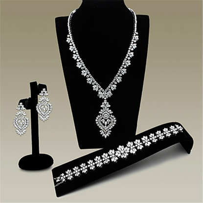 Picture of LO1447 - Brass Jewelry Sets Rhodium Women AAA Grade CZ Clear