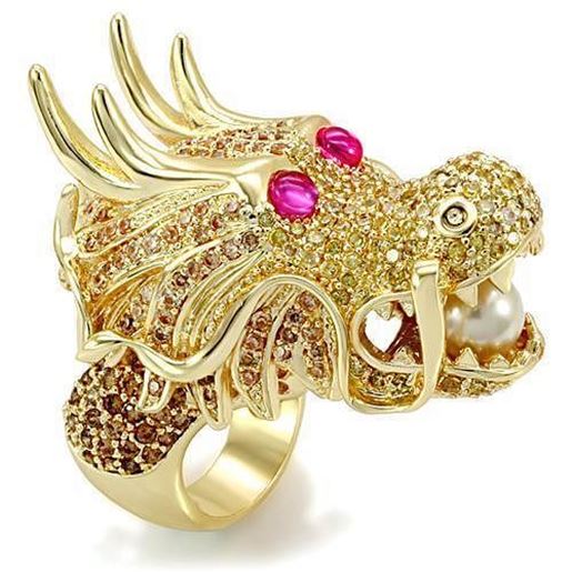 Picture of LO1477 - Brass Ring Imitation Gold Women Synthetic White