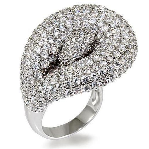 Picture of LO1482 - Brass Ring Rhodium Women AAA Grade CZ Clear