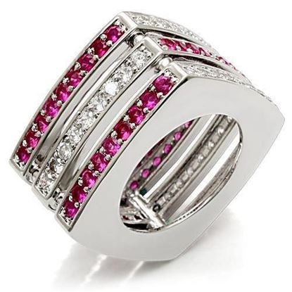 Picture of LO1483 - Brass Ring Rhodium Women Synthetic Ruby