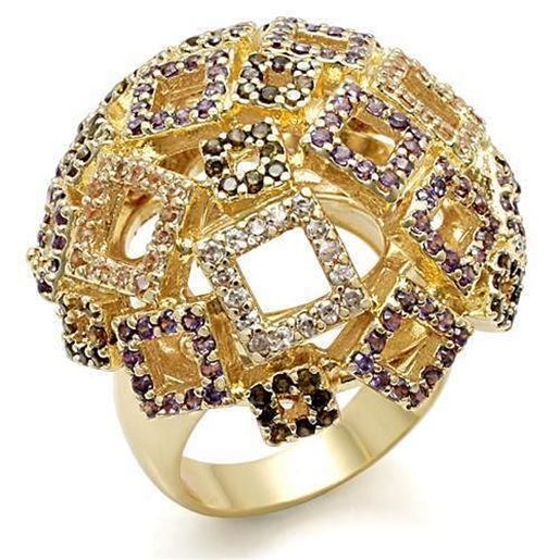 Picture of LO1485 - Brass Ring Imitation Gold Women AAA Grade CZ Multi Color