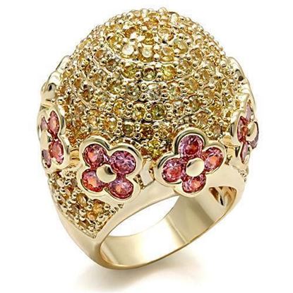 Picture of LO1489 - Brass Ring Imitation Gold Women AAA Grade CZ Rose