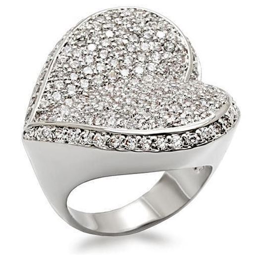 Picture of LO1492 - Brass Ring Rhodium Women AAA Grade CZ Clear