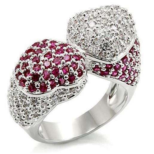 Picture of LO1493 - Brass Ring Rhodium Women Synthetic Ruby