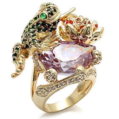 Picture of LO1496 - Brass Ring Imitation Gold Women AAA Grade CZ Light Amethyst