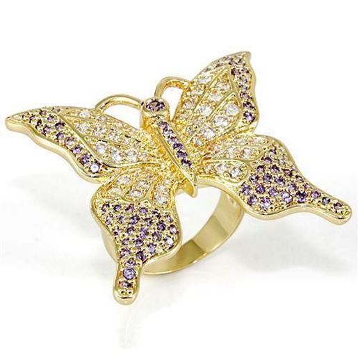 Picture of LO1497 - Brass Ring Imitation Gold Women AAA Grade CZ Tanzanite