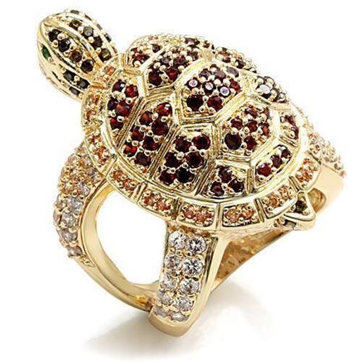 Picture of LO1498 - Brass Ring Imitation Gold Women Synthetic Emerald