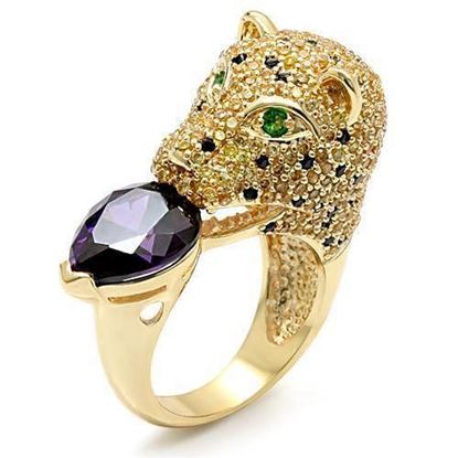 Picture of LO1499 - Brass Ring Imitation Gold Women AAA Grade CZ Amethyst