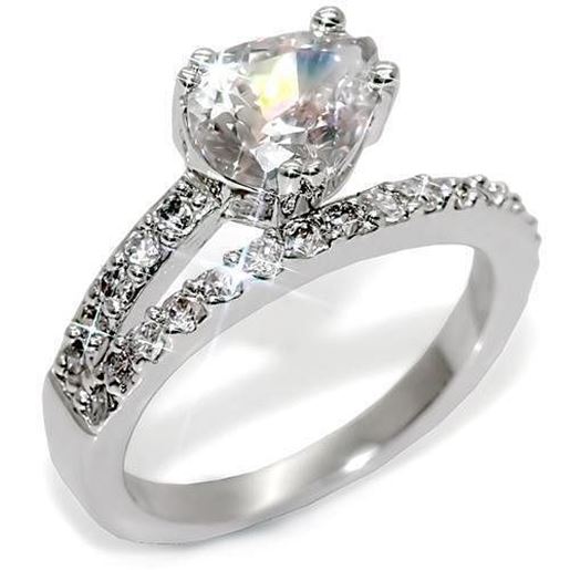 Picture of LO1506 - Brass Ring Rhodium Women AAA Grade CZ Clear