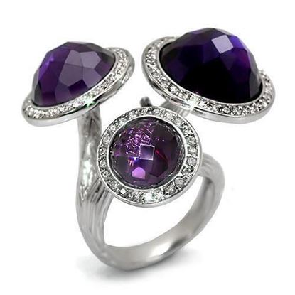 Picture of LO1512 - Brass Ring Rhodium Women AAA Grade CZ Amethyst