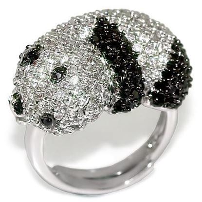 Picture of LO1515 - Brass Ring Rhodium + Ruthenium Women AAA Grade CZ Black Diamond