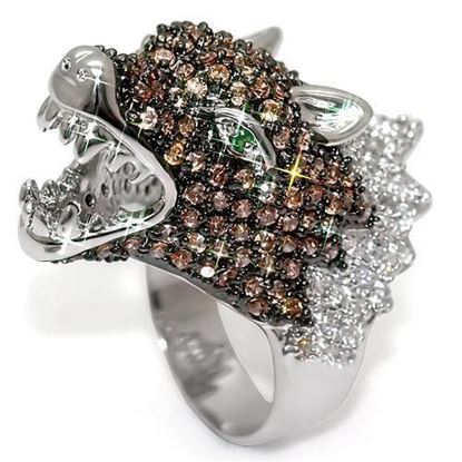 Picture of LO1529 - Brass Ring Rhodium + Ruthenium Women AAA Grade CZ Multi Color