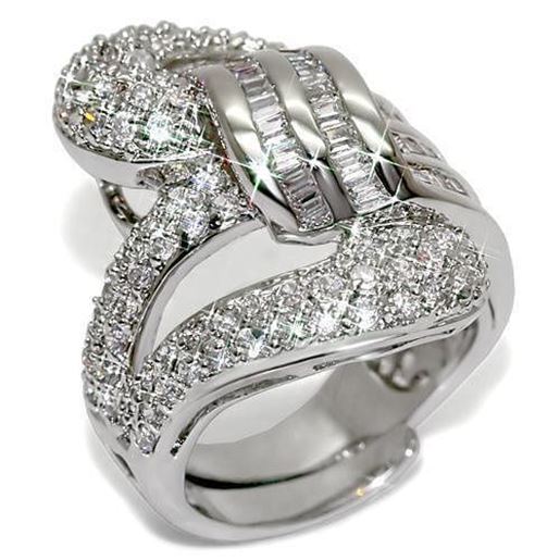 Picture of LO1537 - Brass Ring Rhodium Women AAA Grade CZ Clear