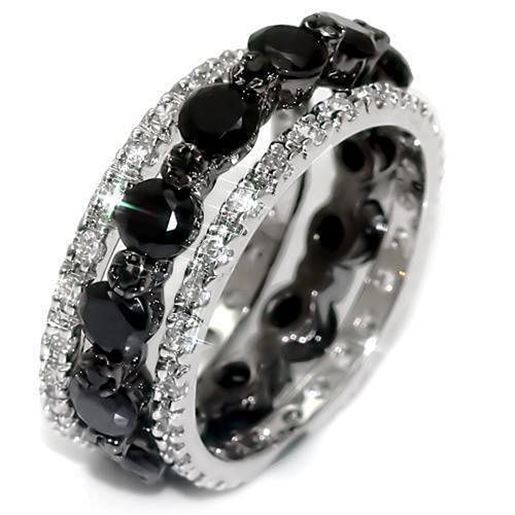 Picture of LO1542 - Brass Ring Rhodium + Ruthenium Women AAA Grade CZ Black Diamond