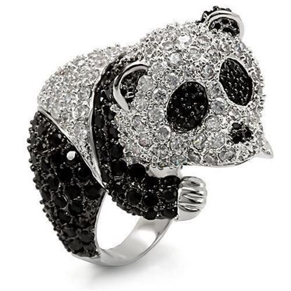 Picture of LO1546 - Brass Ring Rhodium + Ruthenium Women AAA Grade CZ Black Diamond