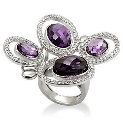 Picture of LO1557 - Brass Ring Rhodium Women AAA Grade CZ Amethyst