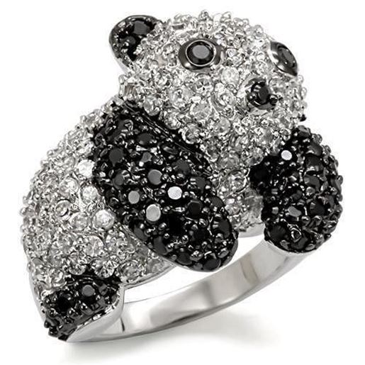 Picture of LO1559 - Brass Ring Rhodium + Ruthenium Women AAA Grade CZ Black Diamond