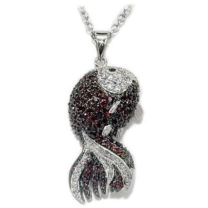 Picture of LO1564 - Brass Chain Pendant Rhodium + Ruthenium Women AAA Grade CZ Multi Color