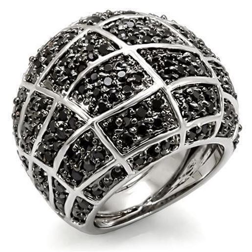 Picture of LO1584 - Brass Ring Rhodium + Ruthenium Women AAA Grade CZ Black Diamond