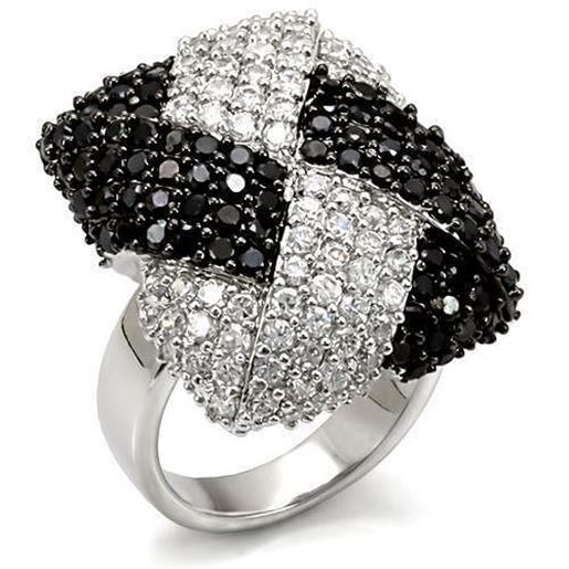 Picture of LO1587 - Brass Ring Rhodium + Ruthenium Women AAA Grade CZ Black Diamond