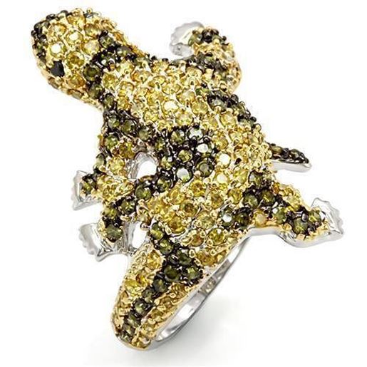 Picture of LO1591 - Brass Ring Gold+Ruthenium Women AAA Grade CZ Multi Color