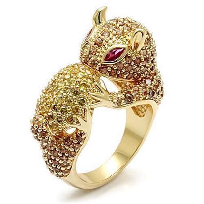 Picture of LO1595 - Brass Ring Imitation Gold Women Synthetic Ruby