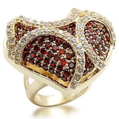 Picture of LO1597 - Brass Ring Imitation Gold Women AAA Grade CZ Garnet