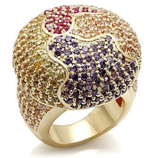 Picture of LO1598 - Brass Ring Imitation Gold Women AAA Grade CZ Multi Color