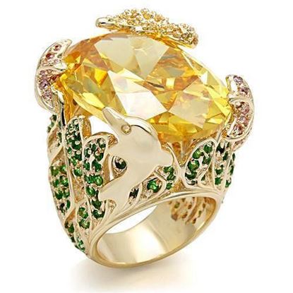 Picture of LO1599 - Brass Ring Imitation Gold Women AAA Grade CZ Topaz